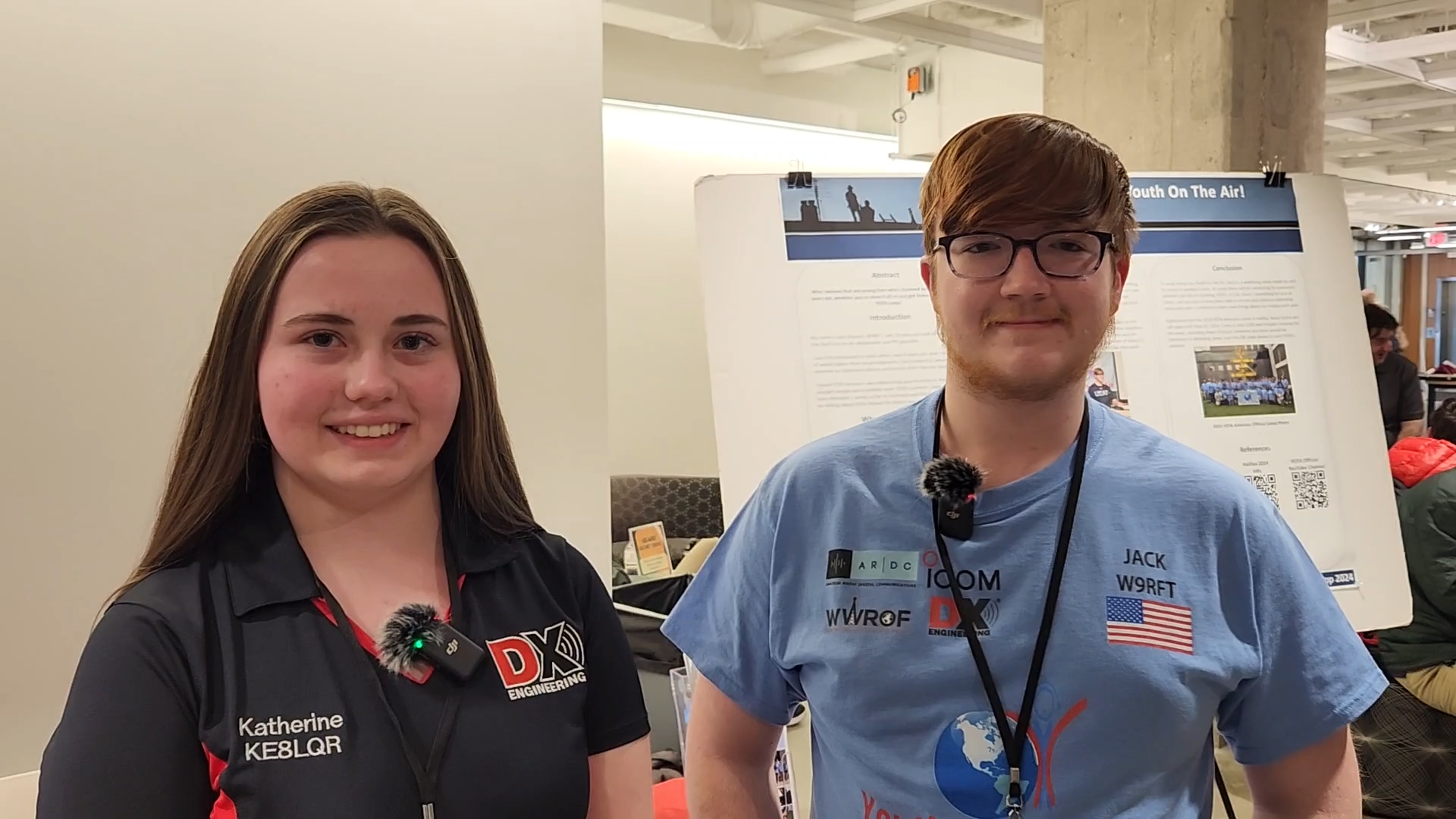 Grantees from Youth on the Air (YOTA) at the 2024 HamSCI Workshop. Left to right: Katie Campbell (KE8LQR), Jack Roberts (W9RFT).